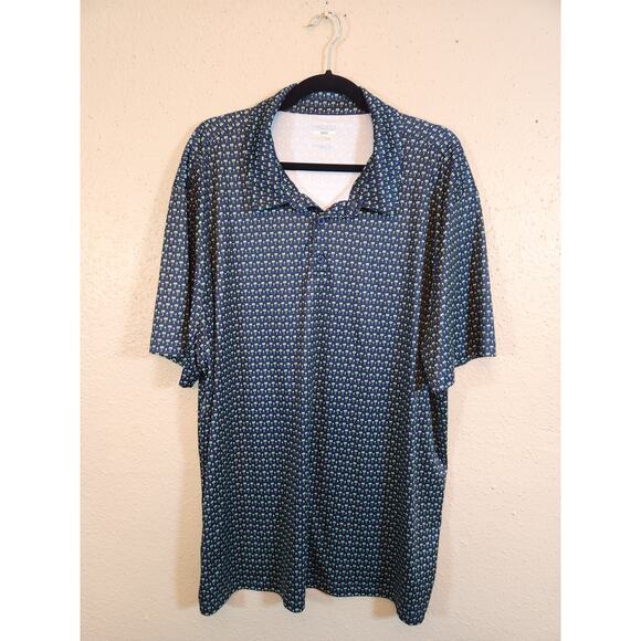 BCG Golf‎ Men's Blue Tree Pattern Short Sleeve Collared Golf Polo Shirt Size 3XL - Picture 1 of 7